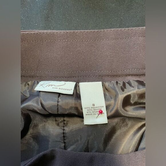 Kim Rogers Ruffle Front Brown Career Wear Pencil Skirt Slit Back Size 8 … - Picture 4 of 6